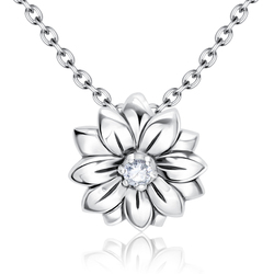 Beautiful flower Shaped CZ Silver Necklace SPE-5250
